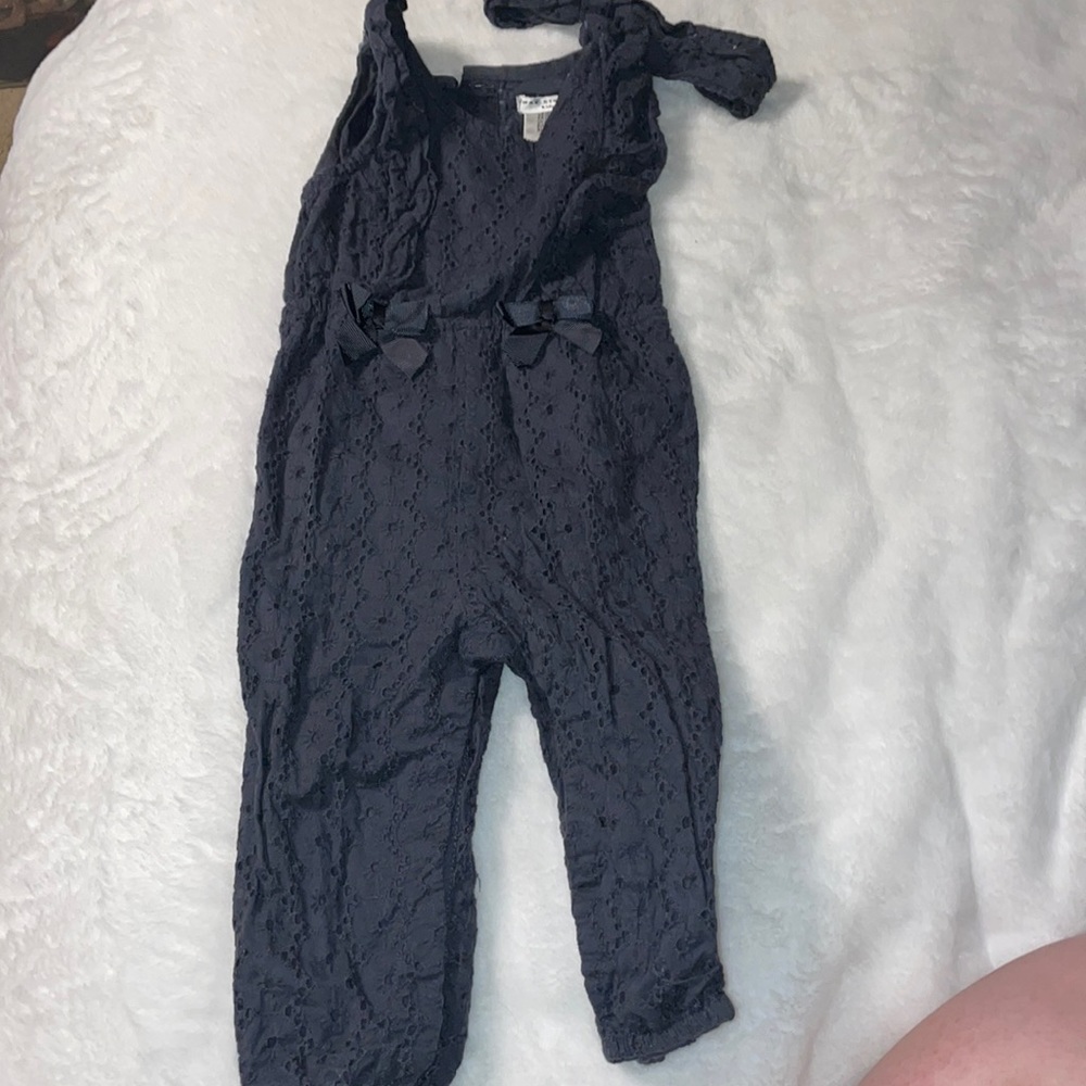 Max studio kid size 12 month romper navy blue with headband
